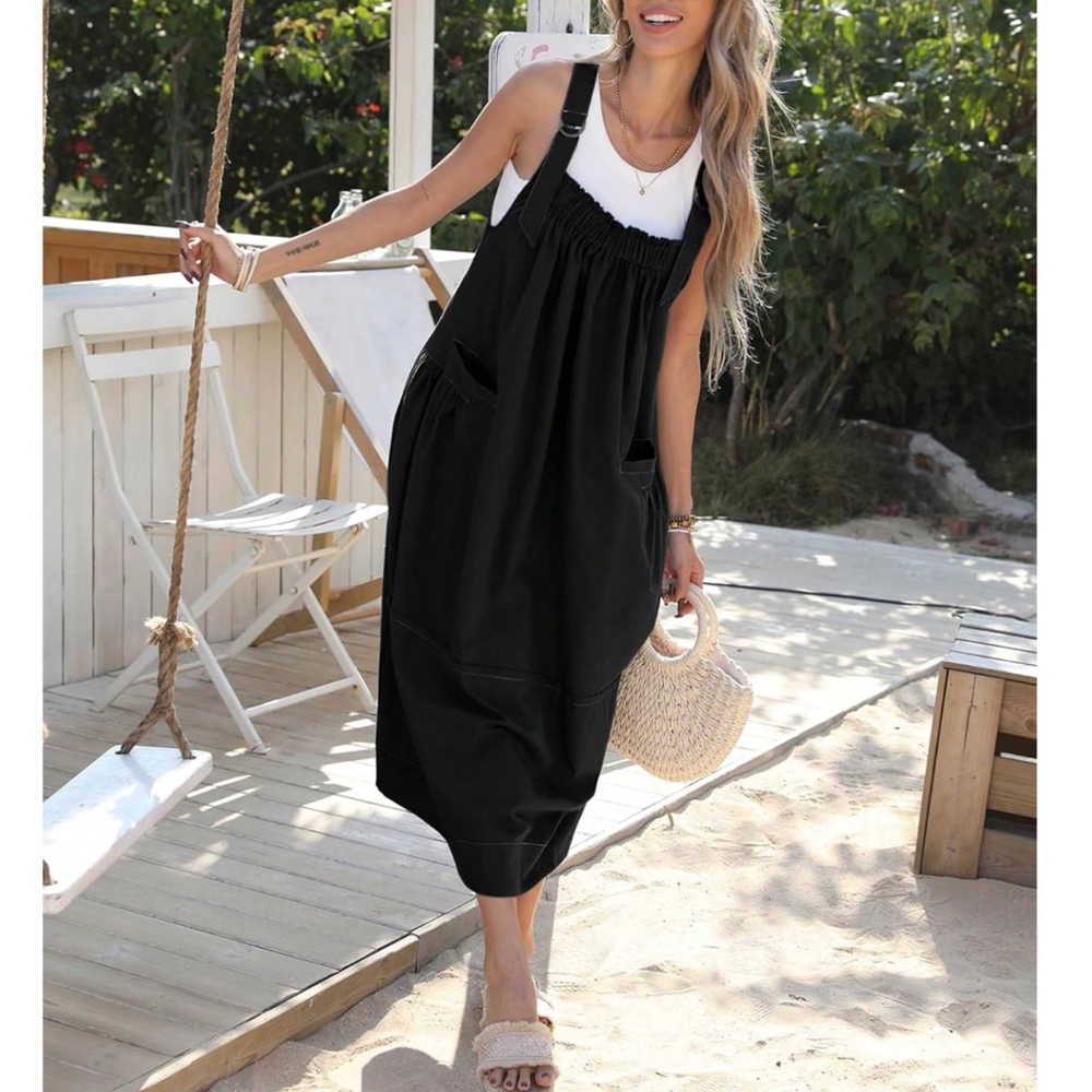 Solid Reverse Stitch Tie Back Minimalist Dress - Picture 7 of 10